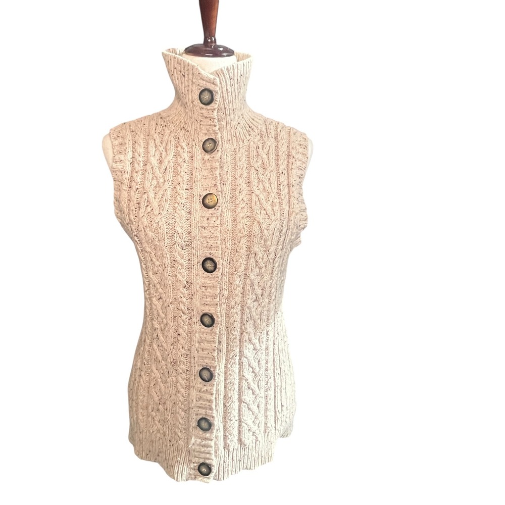 SJB Cable Knit Chunky Sweater Vest Y2K 90s Speckled Tweed Womens M‎ Layer Preppy